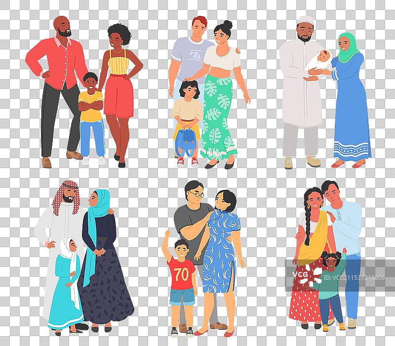 国际夫妇与孩子们图片素材