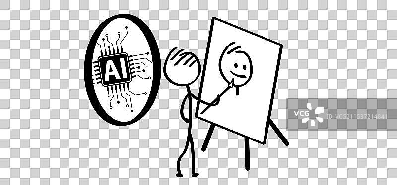 吉祥物、自画像和画架图片素材