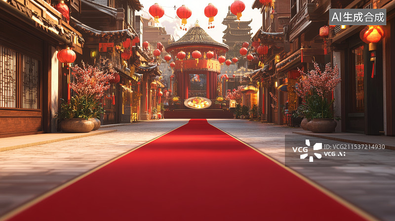 【AI数字艺术】年货节，新春背景，新年背景，红色背景，新年，购物图片素材