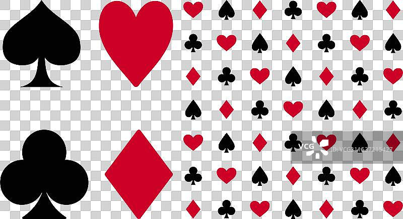 白色背景上的扑克牌图标集图片素材