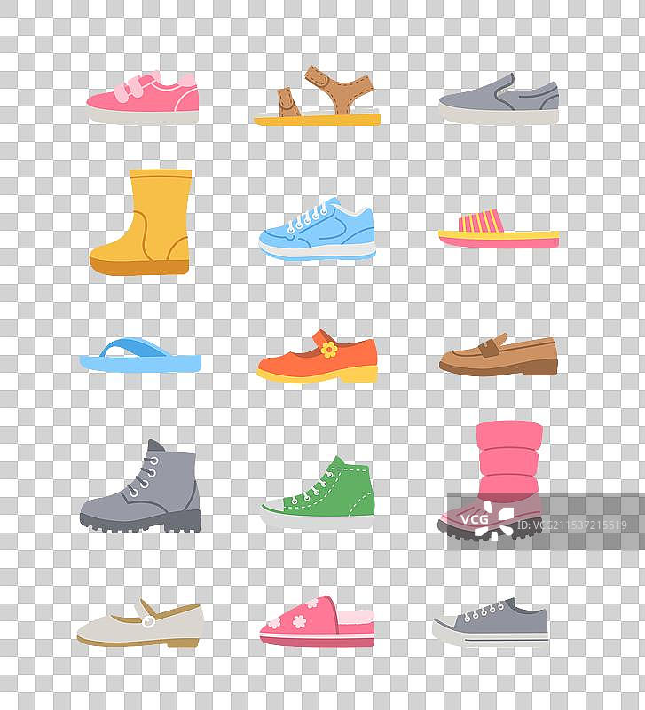 基本儿童鞋简单颜色平底鞋图标图片素材