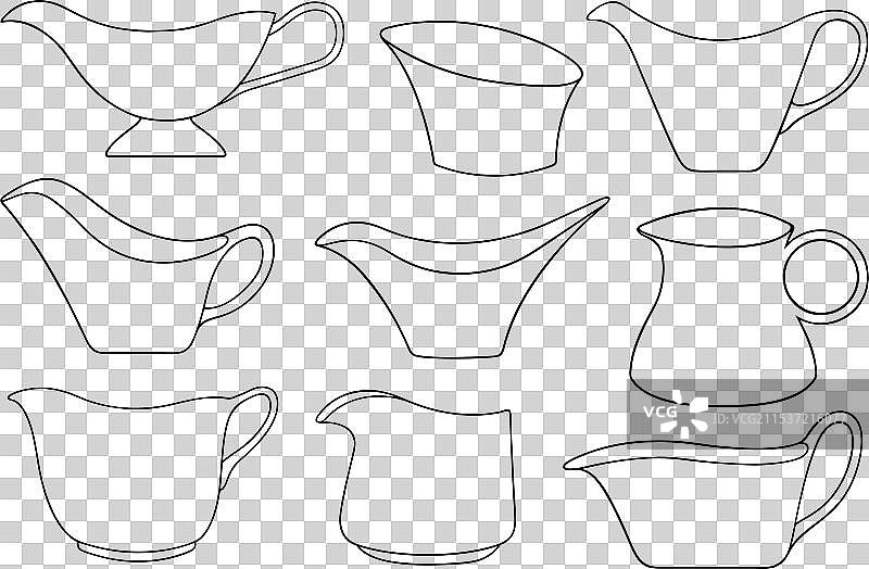 不同款式的肉汁酱船套装图片素材