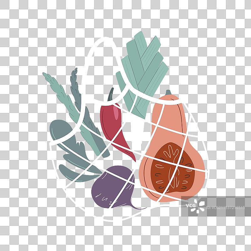 环保袋中的多彩蔬菜套装图片素材