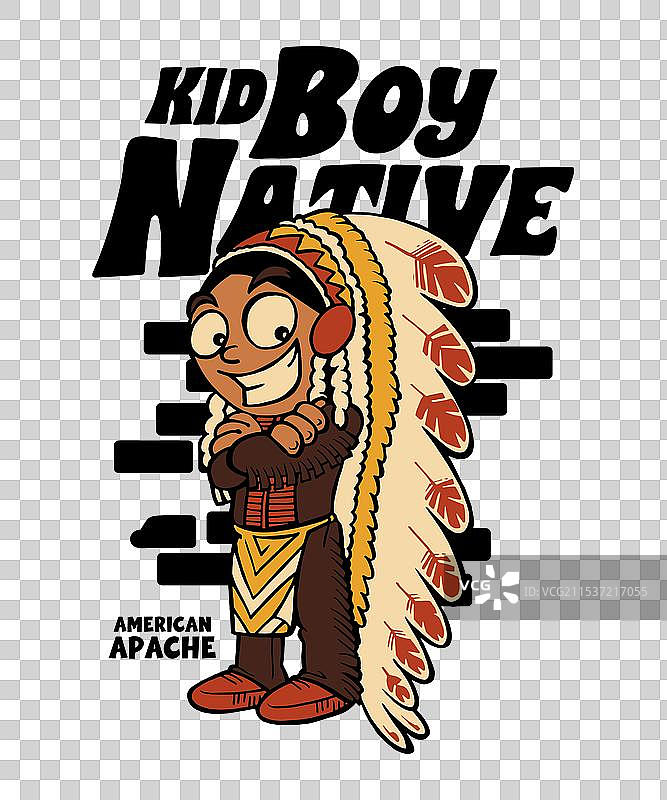 美洲土著阿帕奇男孩图片素材