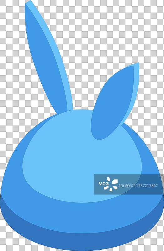 蓝色复活节兔子帽，长耳朵等距视图图片素材