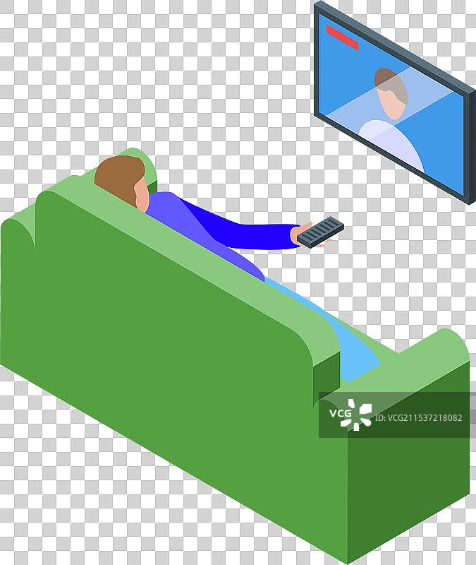一个人放松地坐在沙发上看电视图片素材