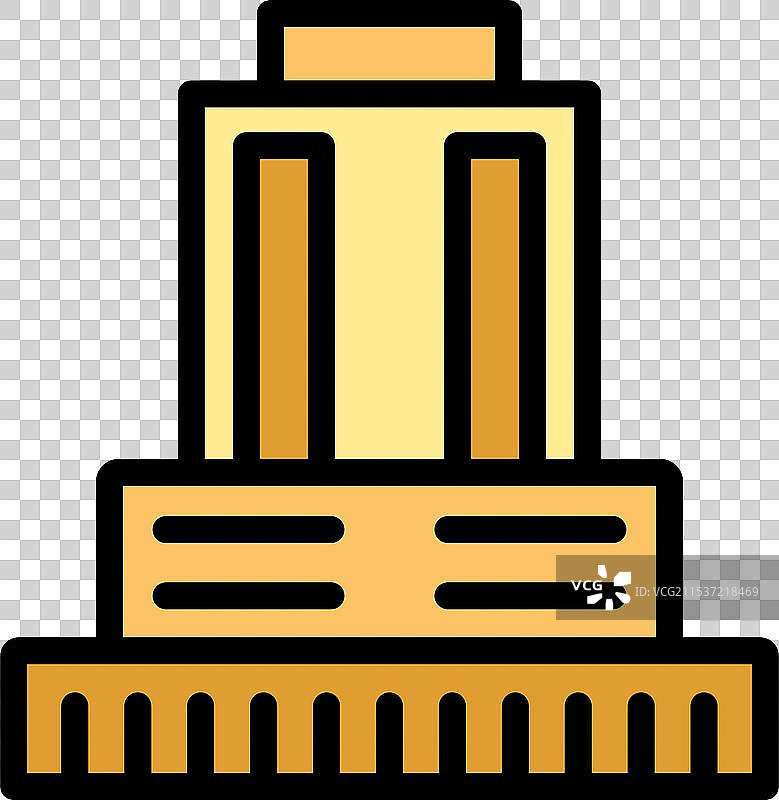 黄色纪念碑建筑矗立在基座上图片素材