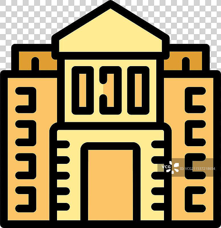 大型大学建筑立面与柱子图标图片素材