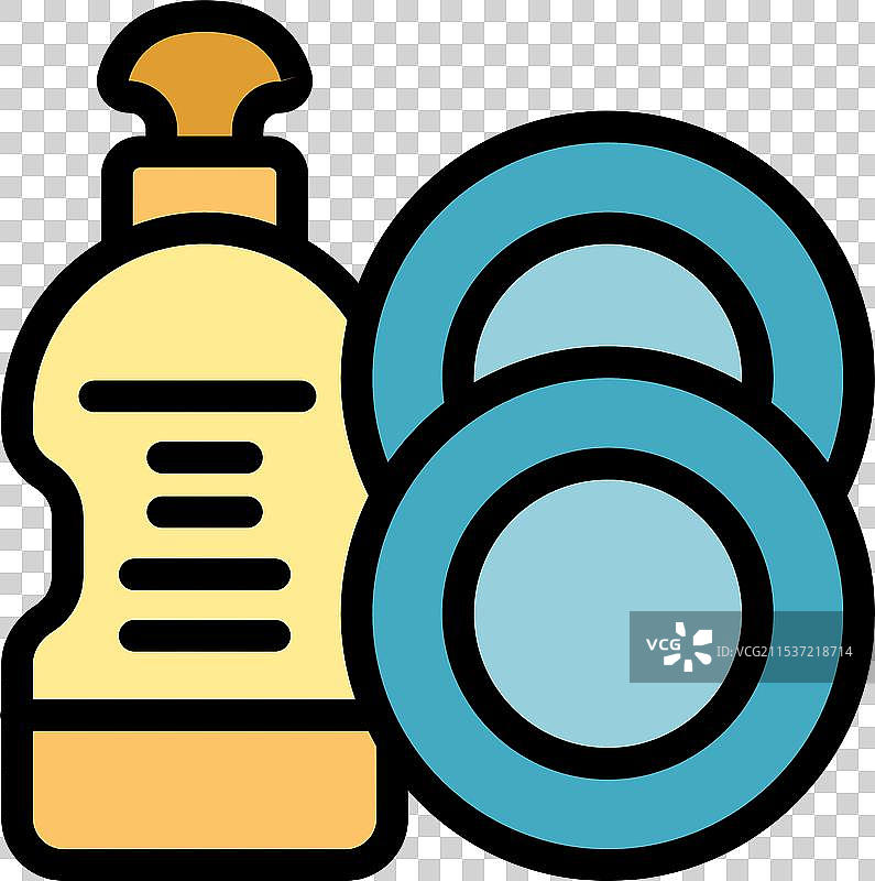 洗洁精瓶子放在干净的盘子旁边图片素材