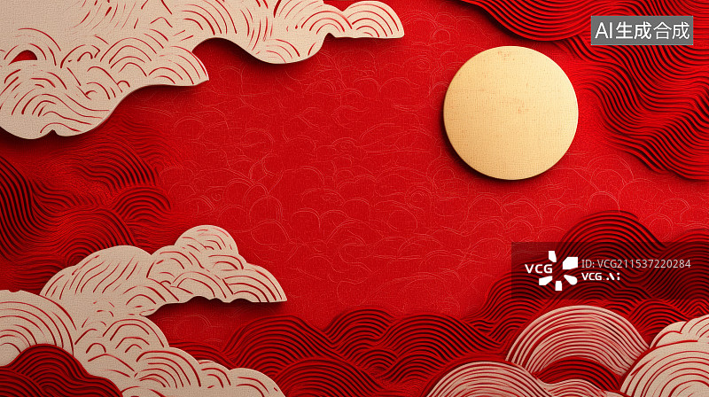 【AI数字艺术】中国风红色纹理抽象背景图片素材