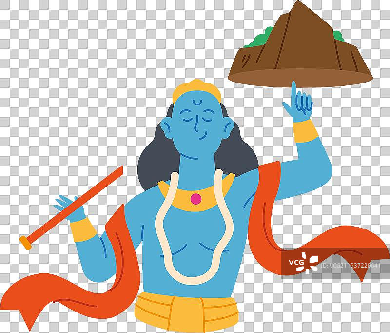 印度教神克里希纳与戈瓦尔丹山图片素材