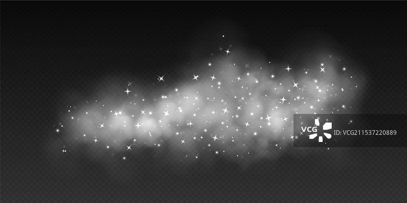 白色魔法烟雾伴星星和闪光的雾气图片素材