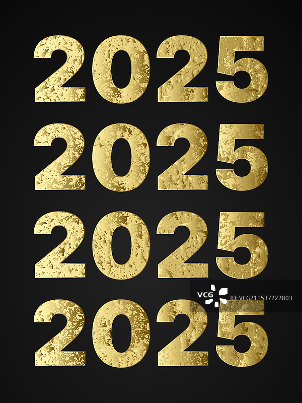 2025数字的金色手写集合图片素材