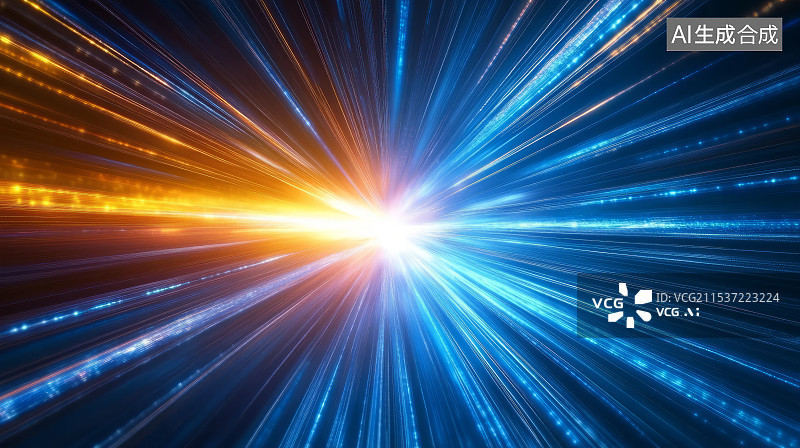 【AI数字艺术】抽象蓝色放射性发光线条科技主题背景图片素材