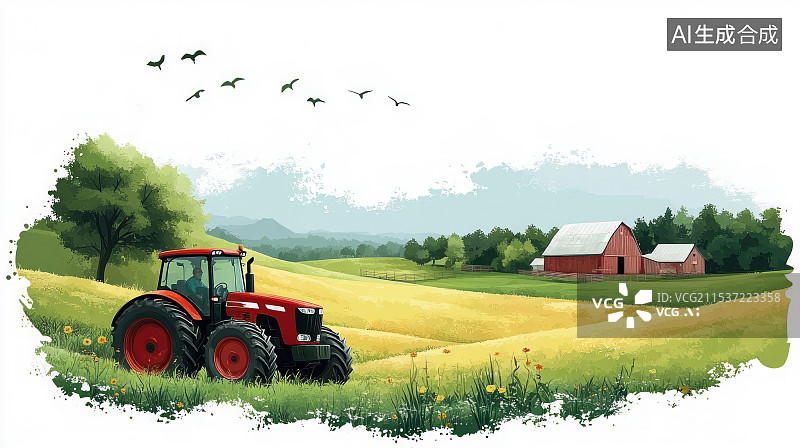 【AI数字艺术】智慧农业和乡村振兴主题插画图片素材