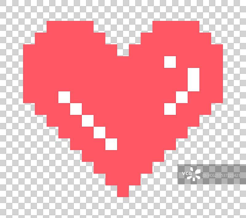像素化的红色心形图案，带有高光效果图片素材