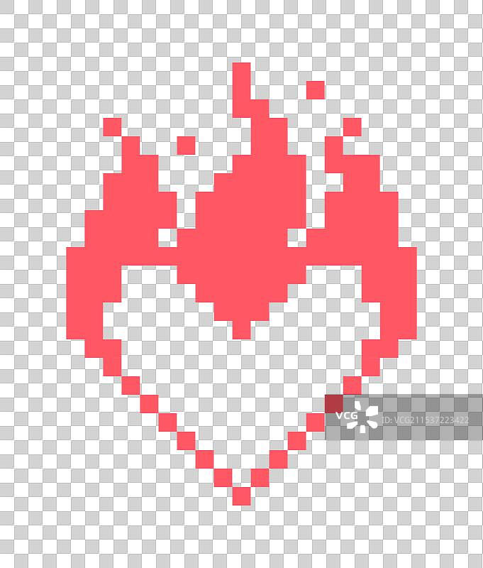 燃烧的火焰像素心形图案图片素材