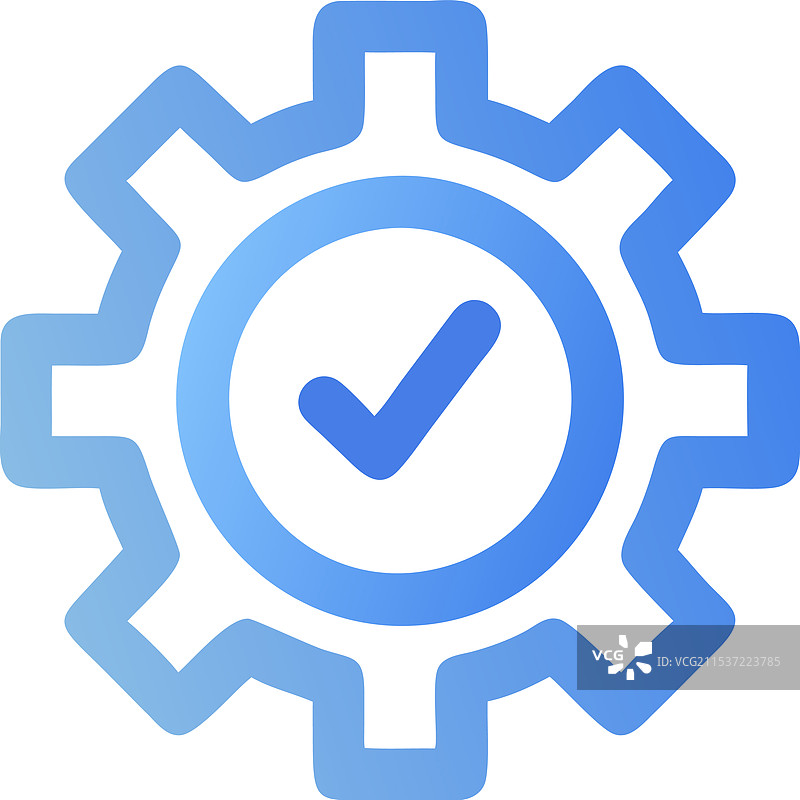 圆形齿轮上的勾号图片素材