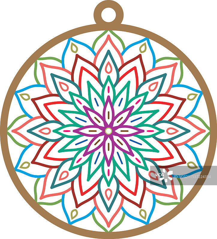 色彩鲜艳且复杂的曼陀罗吊坠图片素材