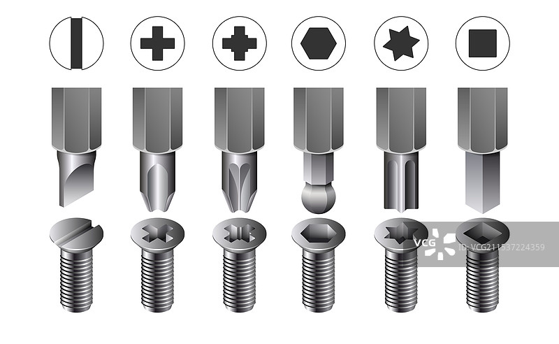 螺丝头类型的草图图片素材