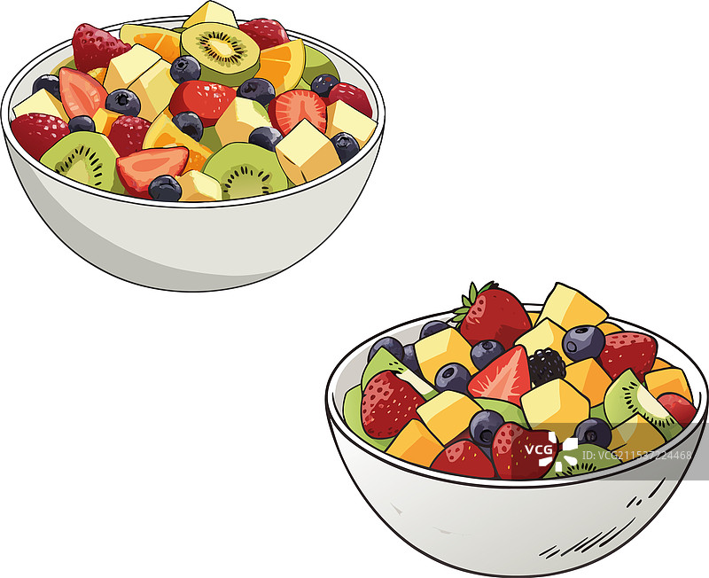 两碗盛满清爽切片的食物图片素材