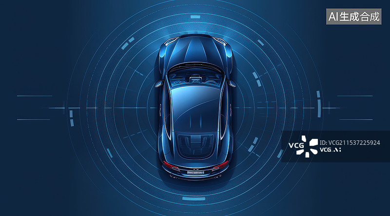 【AI数字艺术】科技风智能电动汽车自动驾驶科技传感器概念背景图片素材