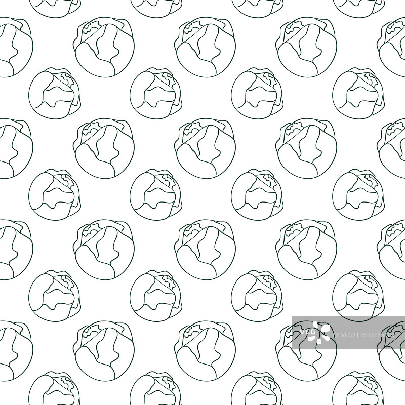 布鲁塞尔芽菜头轮廓无缝图案图片素材