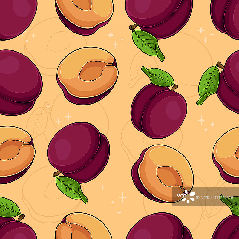 棕紫色李子的无缝图案图片素材