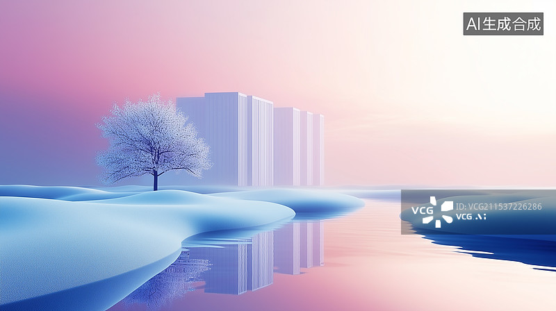 【AI数字艺术】超现实主义极简室外场景图片素材