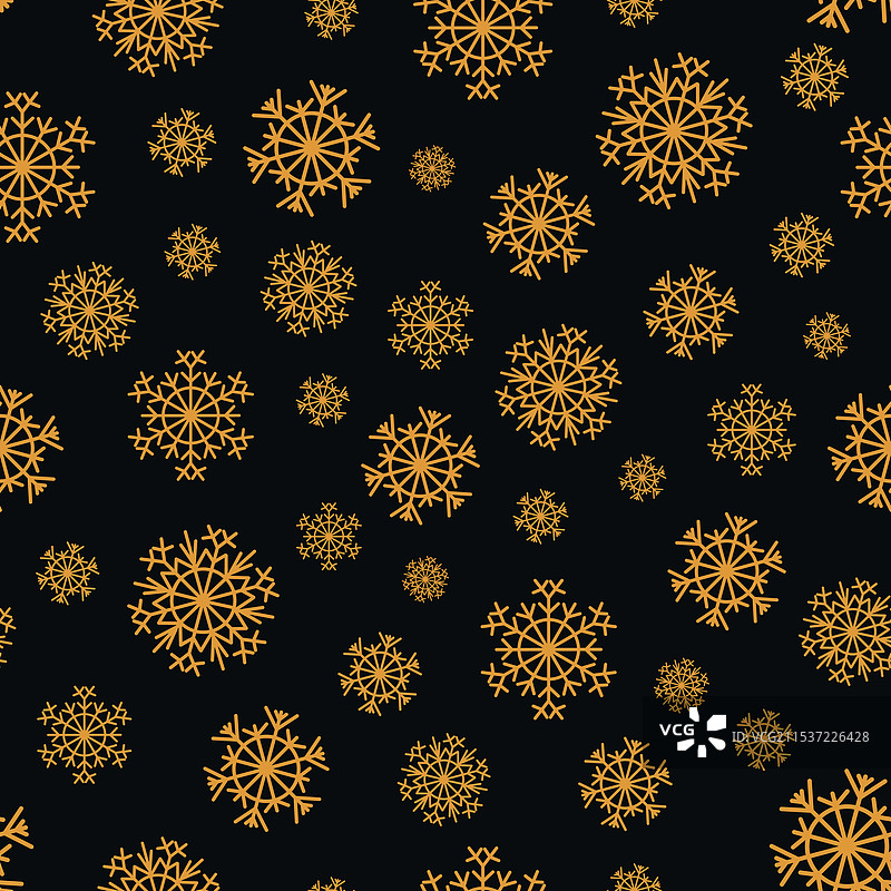 圣诞冬季金色雪花无缝图案图片素材