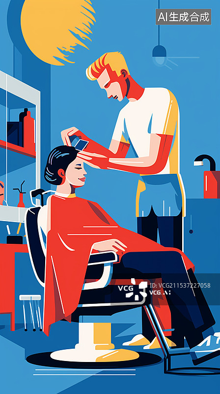 【AI数字艺术】一位女性顾客在理发图片素材