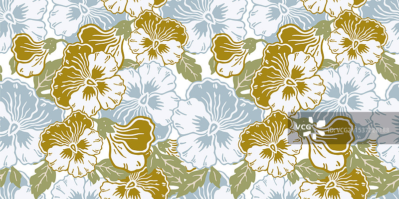 无缝的装饰性三色堇花卉图案图片素材