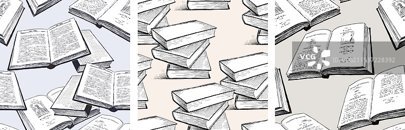 旧印刷素描的无缝图案图片素材