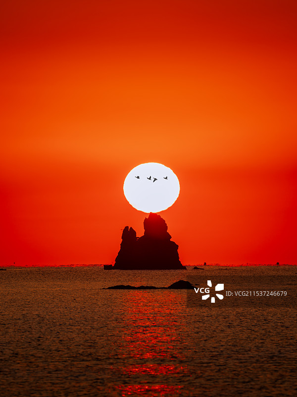 冬月十六青岛石老人日出图片素材