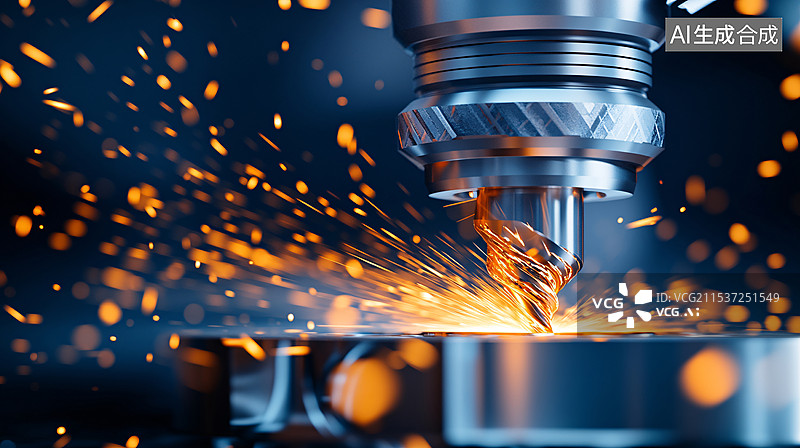 【AI数字艺术】CNC激光切割金属的特写背景图片素材