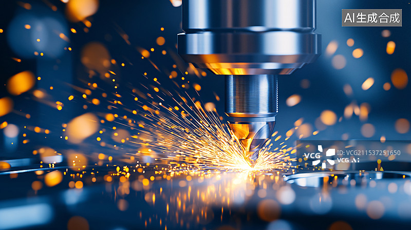 【AI数字艺术】CNC激光切割金属的特写背景图片素材
