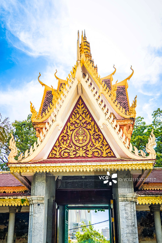 东南亚柬埔寨金边大皇宫建筑局部图片素材