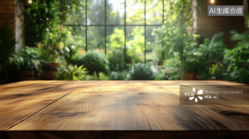 【AI数字艺术】大自然草地上的木板展台场景图片素材