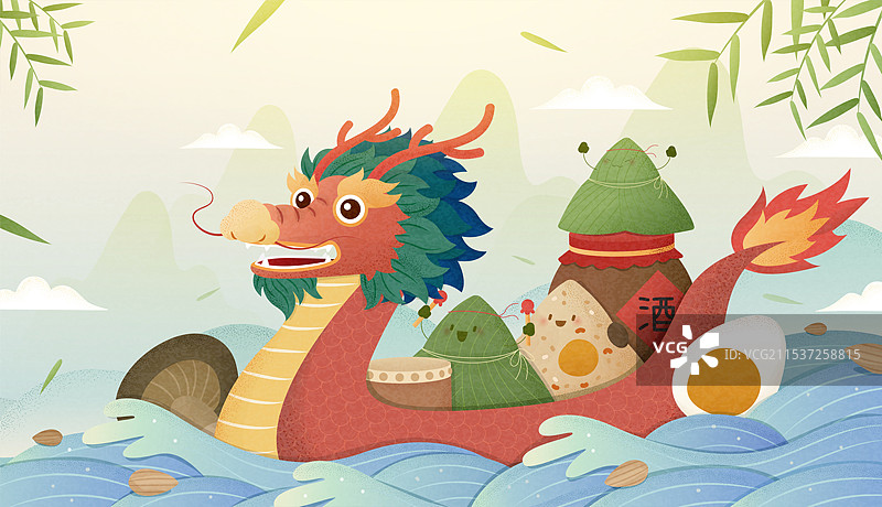 端午划龙舟吃粽子图片素材