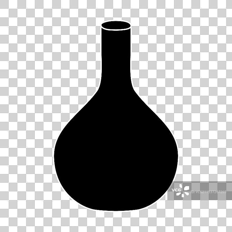 圆底化学烧瓶的黑色轮廓图片素材