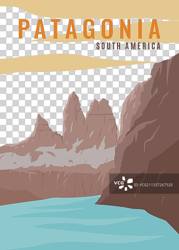 南部巴塔哥尼亚的山脉和湖泊景观图片素材