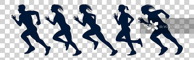 运动型的跑步或行走剪影图片素材