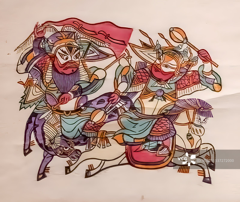 朱仙镇木版年画，非遗，民俗，马上鞭图片素材