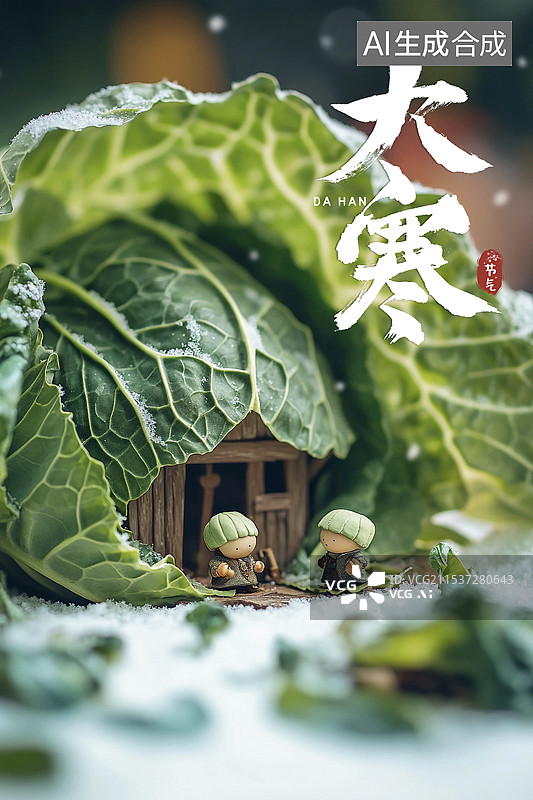 【AI数字艺术】大寒节气冬天微距摄影海报图片素材