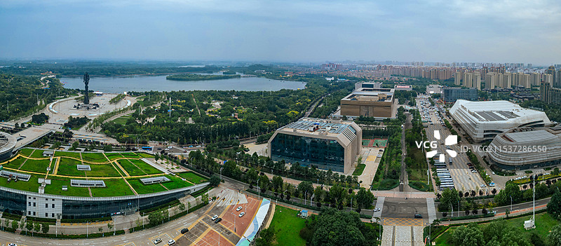 唐山 世园广场 新体育中心 会展中心 爱琴海购物公园 航拍图片素材