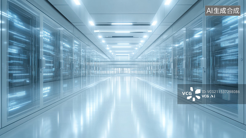 【AI数字艺术】现代数据中心服务器机房科技网络背景图片素材