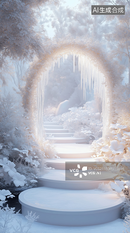 【AI数字艺术】奇幻冬季场景冰雪世界图片素材
