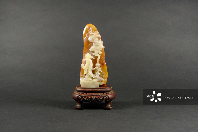 福州寿山石杜林石《望庐山瀑布》摆件图片素材