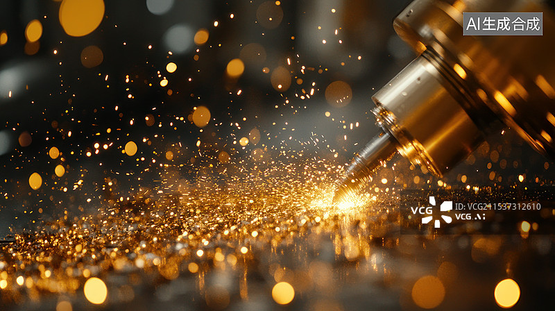 【AI数字艺术】金属钻头工业钻床钢坯打孔金属加工行业背景图片素材