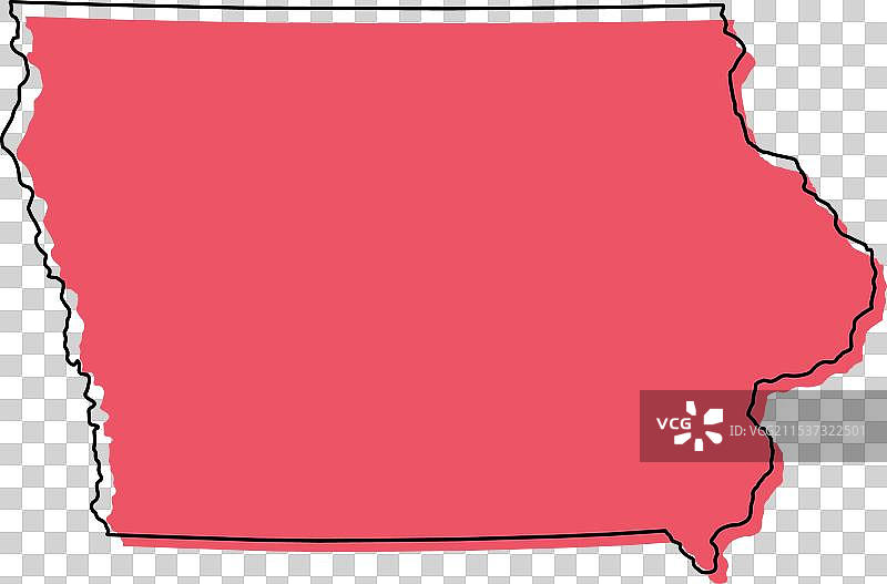 美国爱荷华州的平面地图形状图片素材